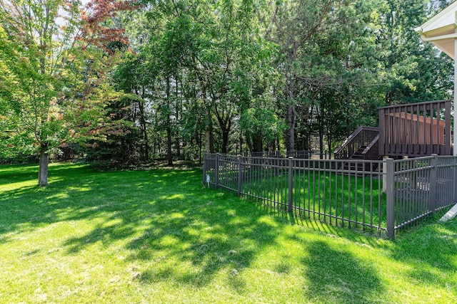 view of yard featuring a deck