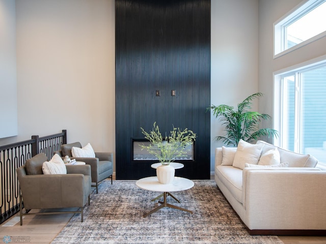 living room with hardwood / wood-style flooring