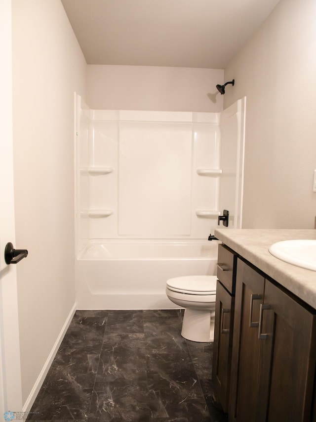 full bathroom with vanity, toilet, and shower / bath combination