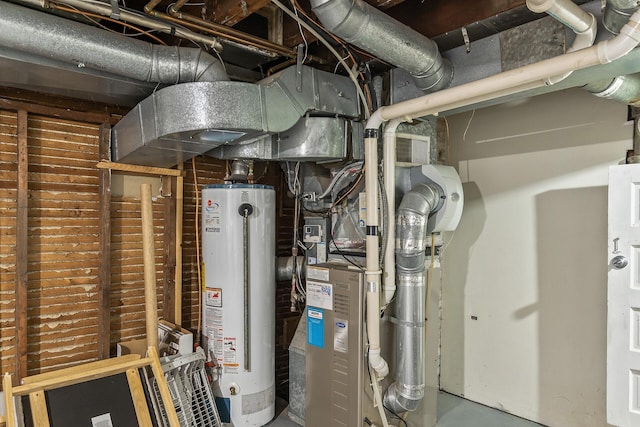 utility room featuring water heater