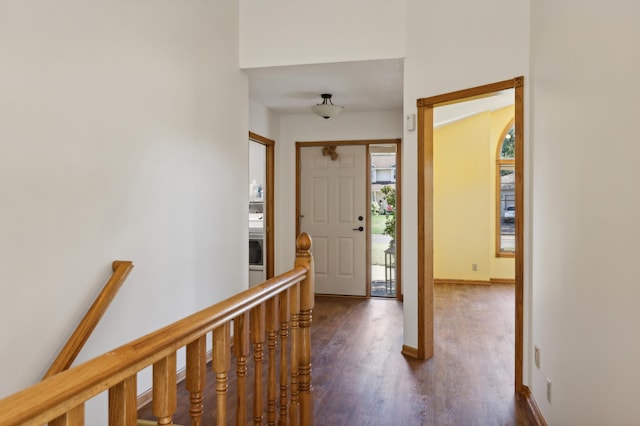 foyer entrance featuring dark hardwood / wood-style flooring