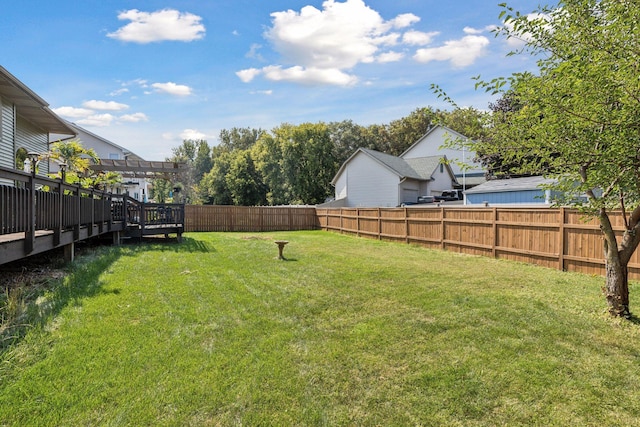 view of yard featuring a pergola and a deck