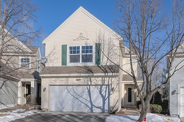 view of property featuring a garage