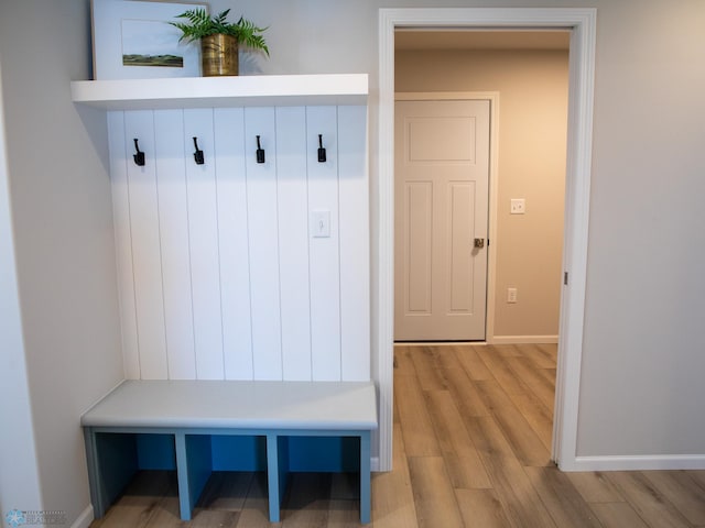 mudroom with light wood-type flooring