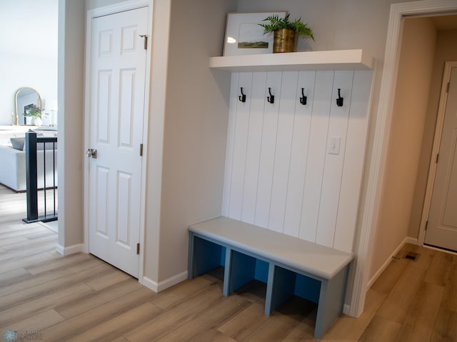 mudroom featuring light wood-type flooring