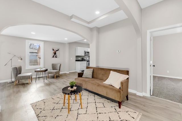 living room with light hardwood / wood-style floors