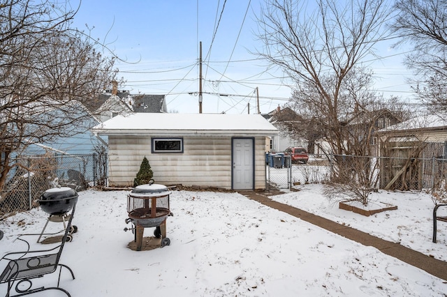 view of snow covered property