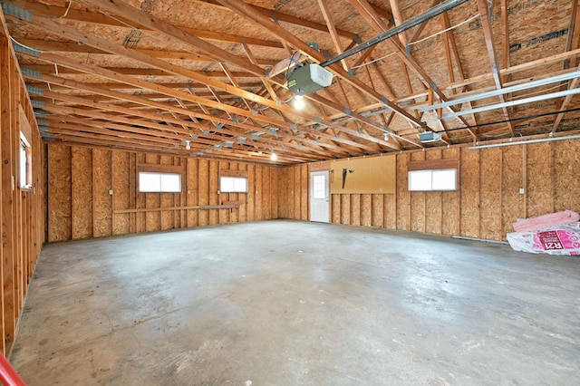 garage with a garage door opener