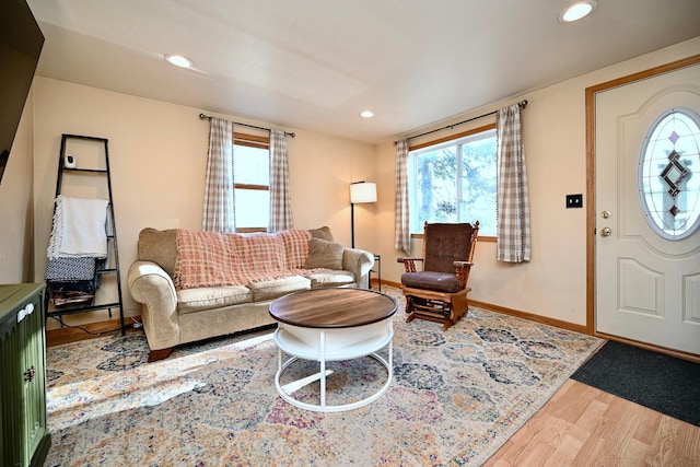 living room with hardwood / wood-style floors