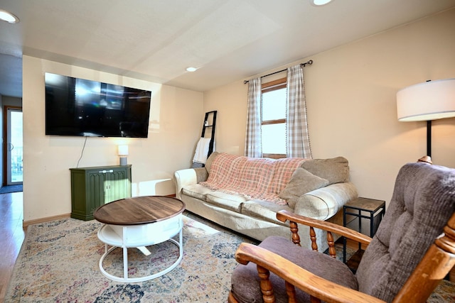 living room with hardwood / wood-style flooring