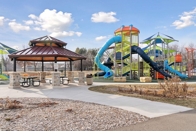 view of playground with a gazebo