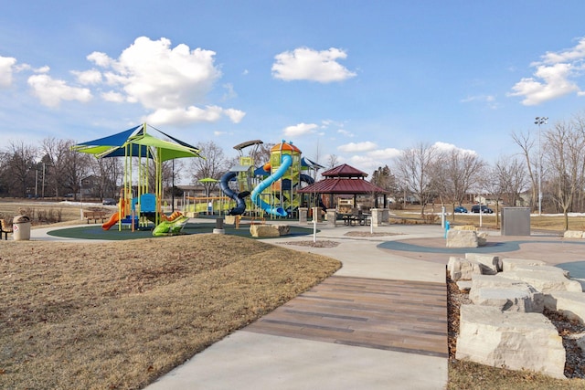 view of playground with a gazebo