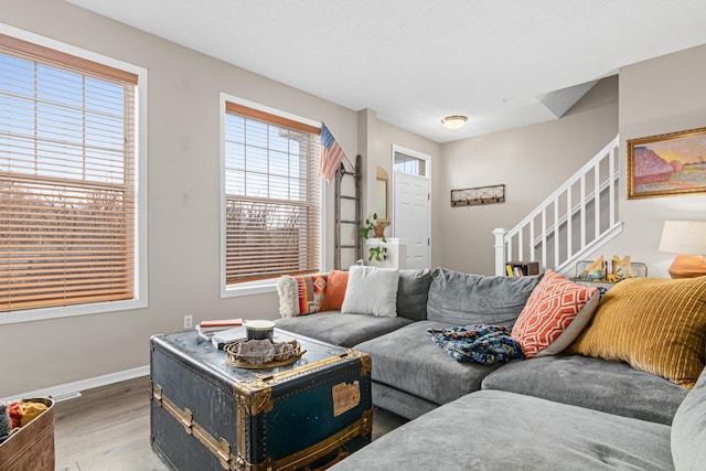 living room with wood-type flooring