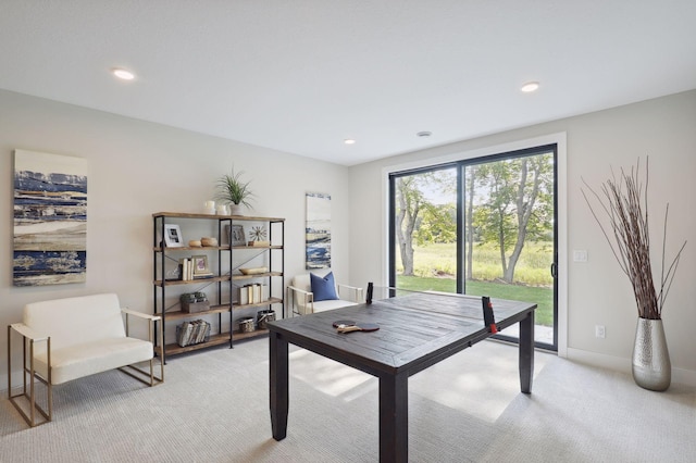 view of carpeted home office