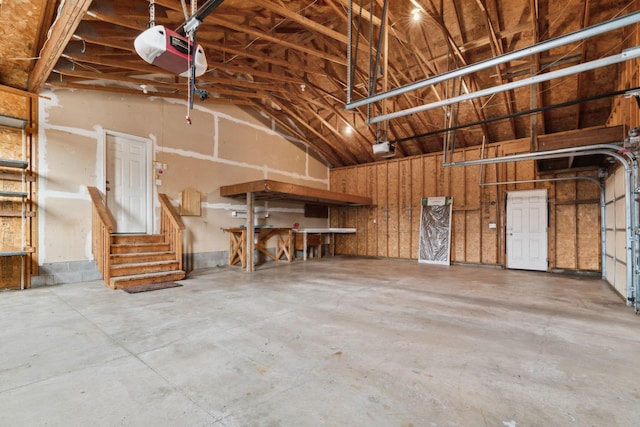 garage with a garage door opener