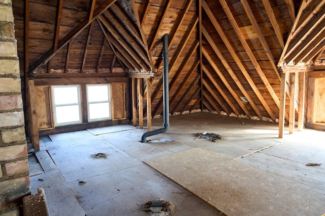 view of unfinished attic