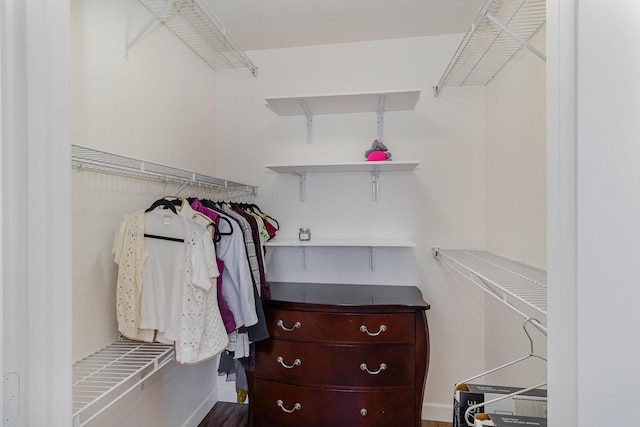 walk in closet featuring hardwood / wood-style flooring