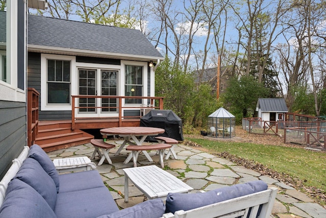 view of patio with a grill