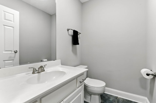 8385 Pleasant View Dr, Mounds View, MN 55112 - half bath featuring vanity and tile patterned flooring