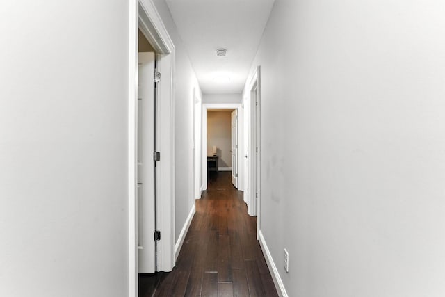 8385 Pleasant View Dr, Mounds View, MN 55112 - hallway with dark wood-type flooring and baseboards