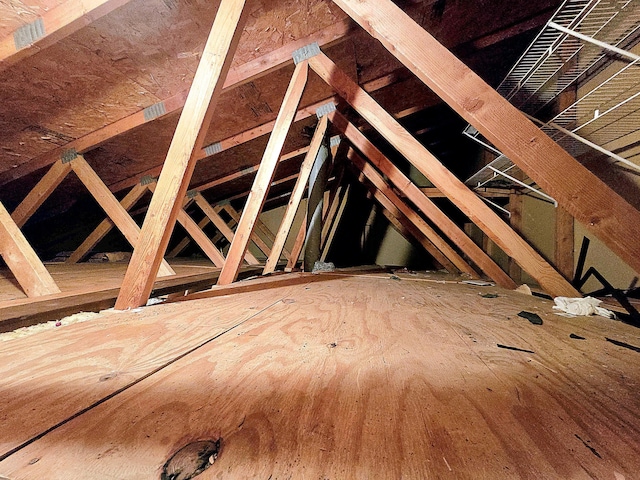 view of unfinished attic