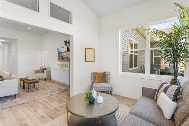 living room featuring light wood-type flooring