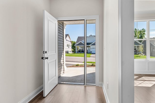 entrance foyer featuring light hardwood / wood-style floors