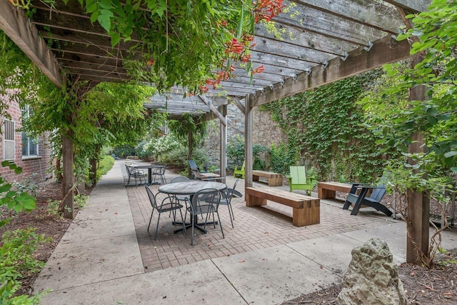 view of patio with a pergola