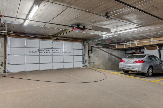 garage with a garage door opener