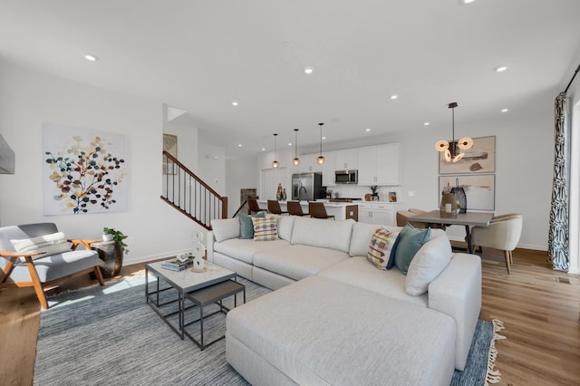 living room featuring light hardwood / wood-style floors