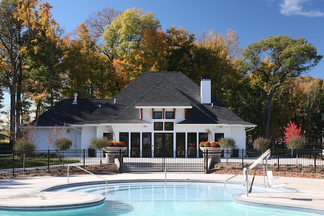 view of swimming pool with a patio