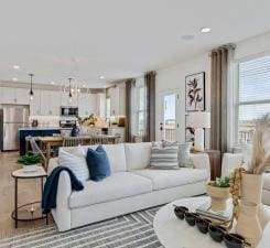 living room featuring light hardwood / wood-style flooring