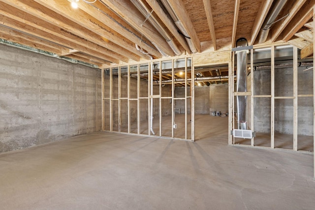 view of unfinished basement