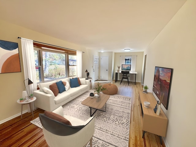 living room featuring wood-type flooring