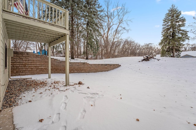 view of yard covered in snow