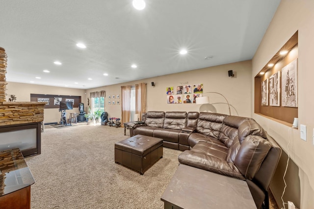 living room with light carpet