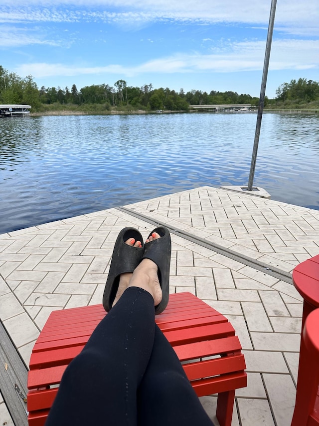 view of dock featuring a water view