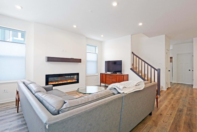 living room featuring light hardwood / wood-style flooring