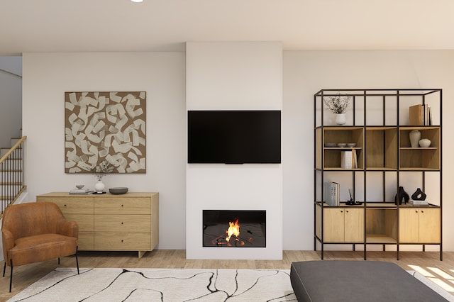 living room with light wood-type flooring