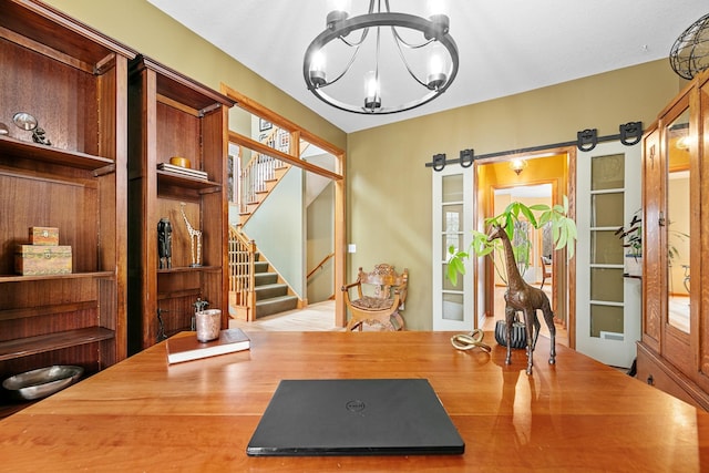4167 Hallgren Ln, Excelsior, MN 55331 - office with a chandelier