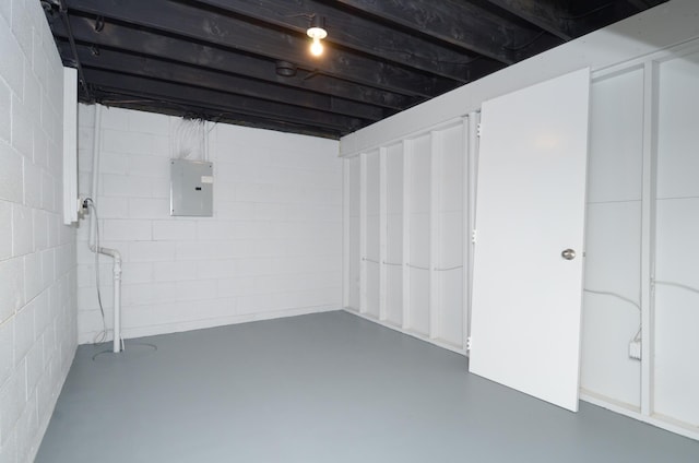 basement with electric panel