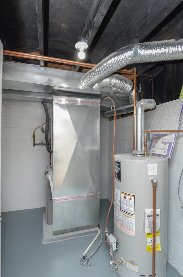 utilities with heating unit and water heater