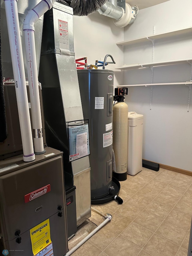 utility room with water heater