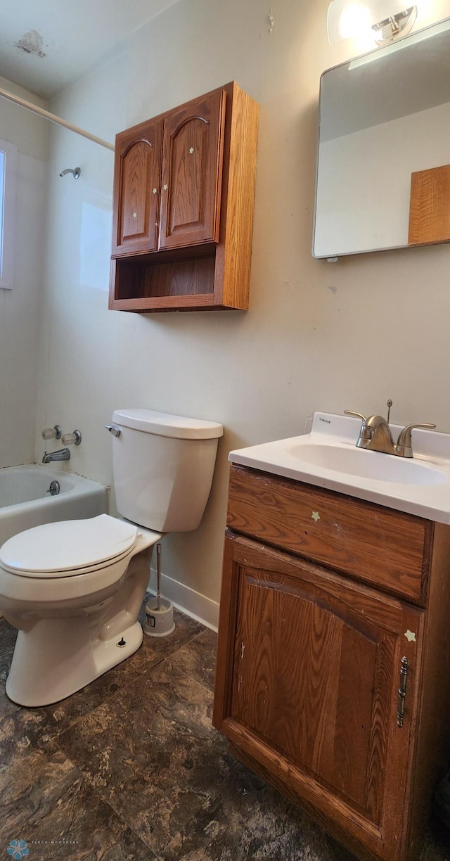 full bathroom with vanity, toilet, and shower / washtub combination