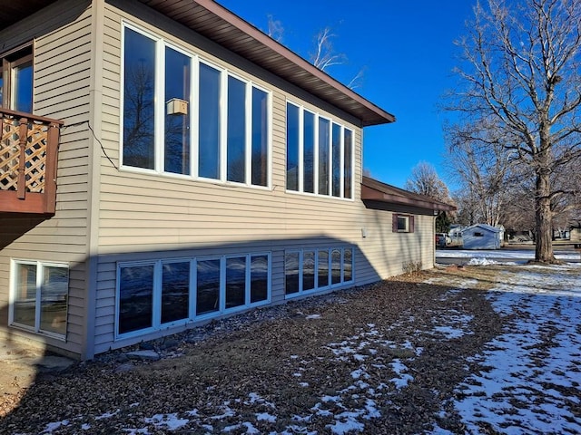 view of snowy exterior