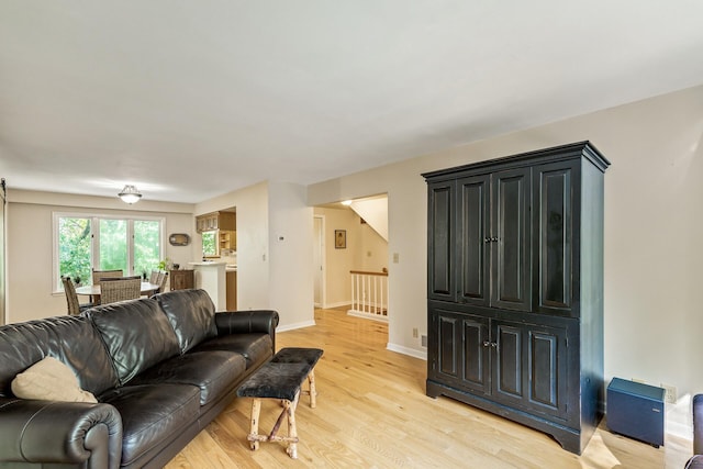 living room featuring light hardwood / wood-style flooring