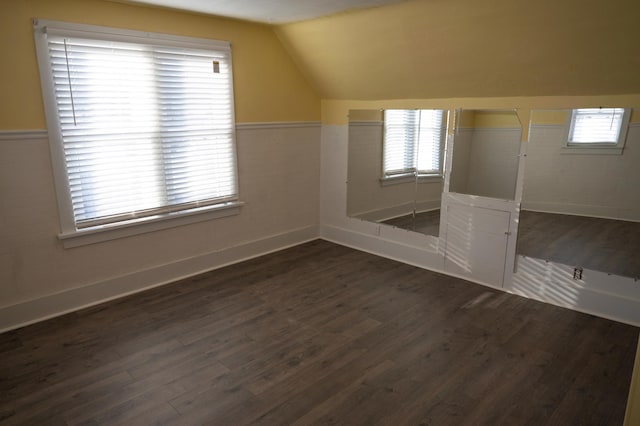 bonus room featuring vaulted ceiling and dark hardwood / wood-style floors