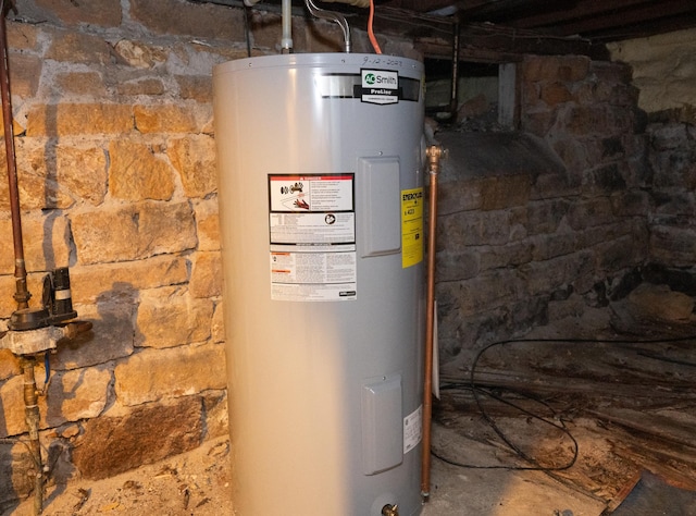 utility room featuring water heater