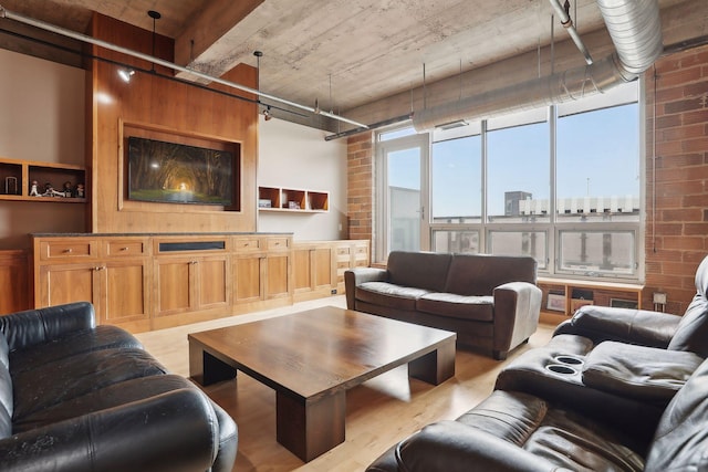 living room with light hardwood / wood-style floors