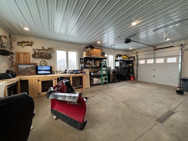 garage with a garage door opener